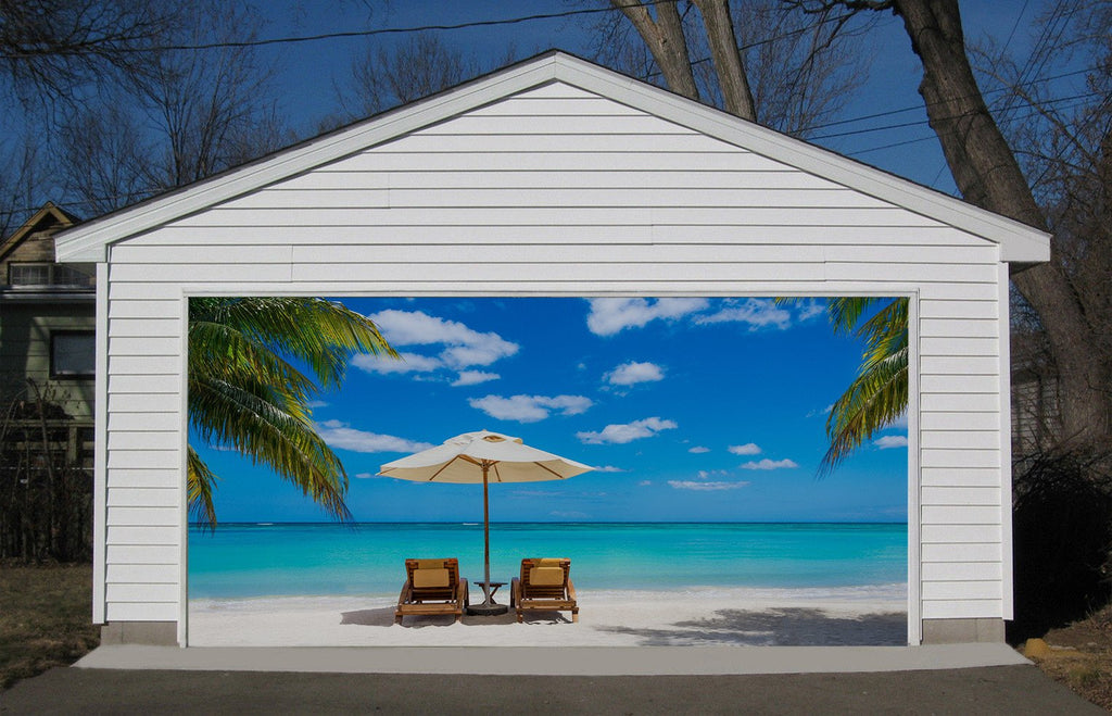 3D Sunny Beach Scenery 129 Garage Door Mural | AJ Wallpaper