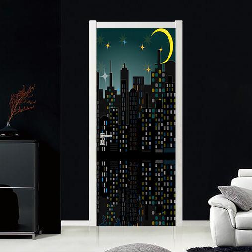 3D night under the stars door mural | AJ Wallpaper