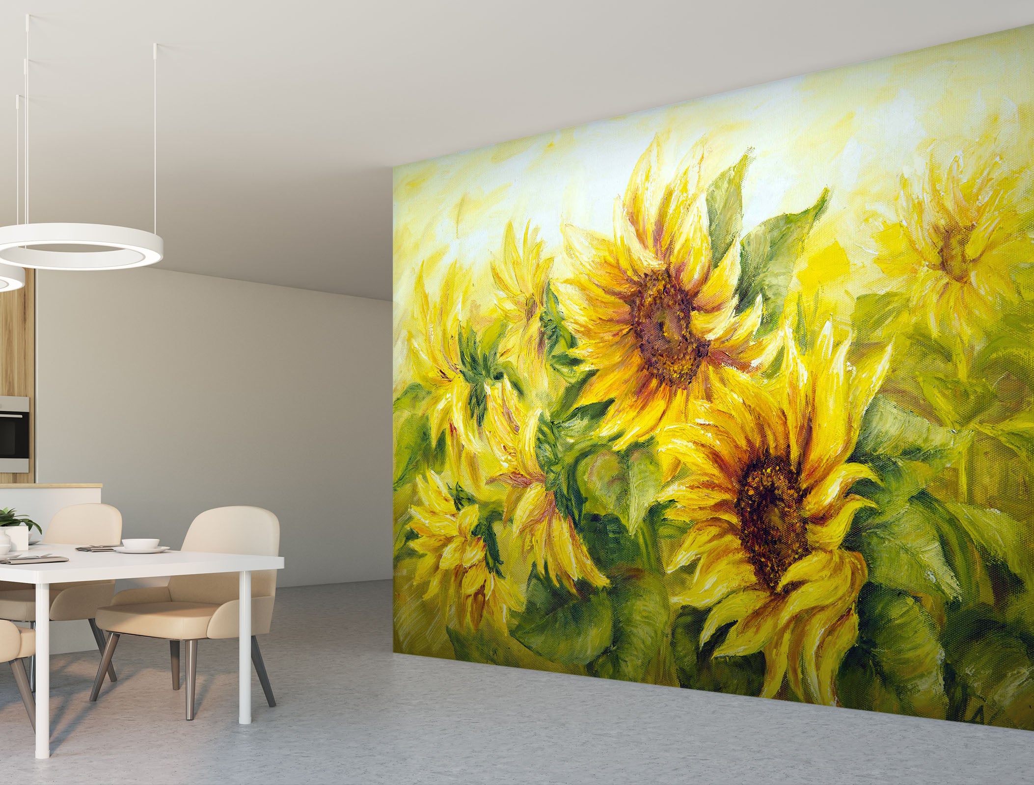 3D Oil Painting Sunflower 151 Wall Murals | AJ Wallpaper