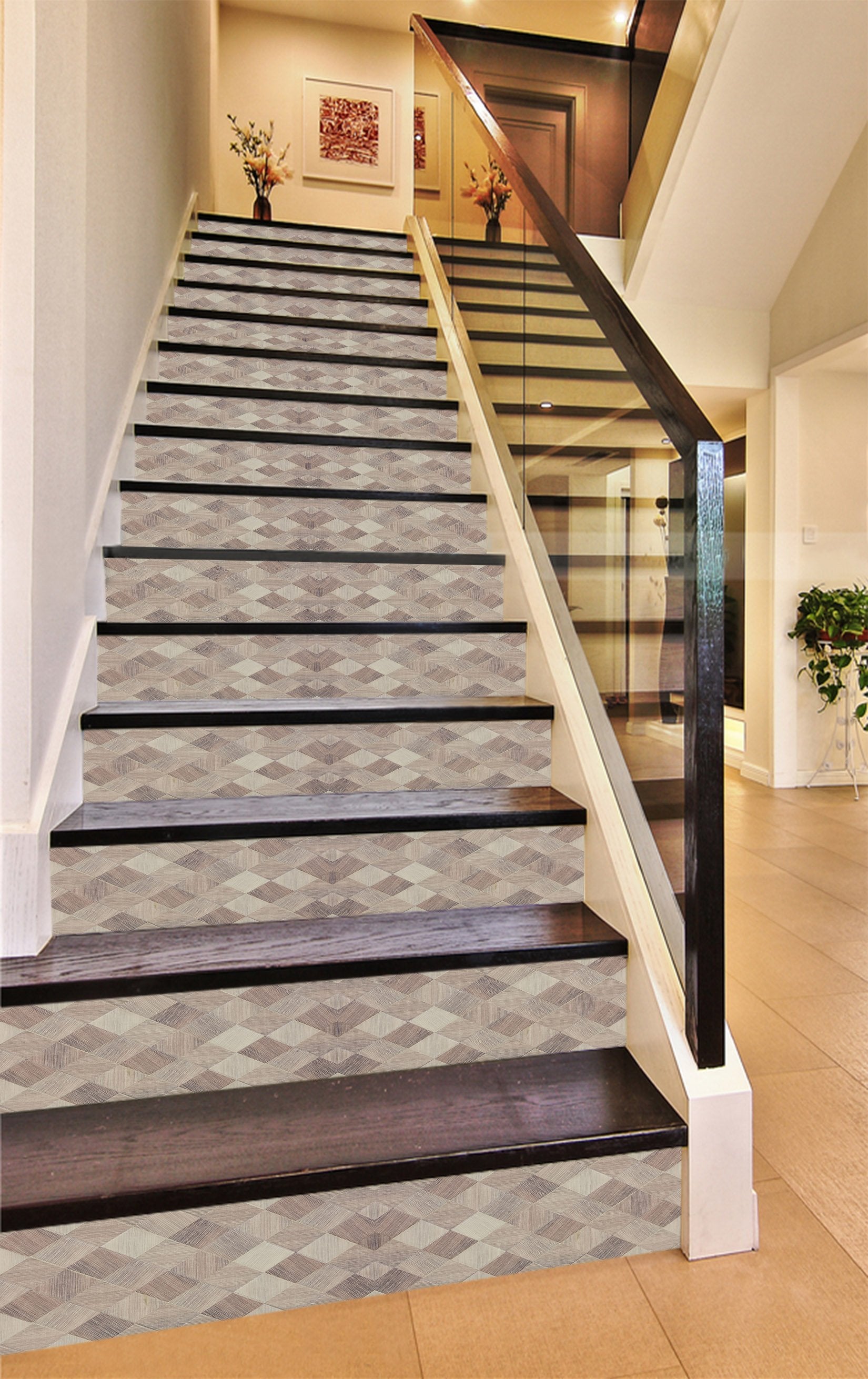 3D Diamond Mosaic 5531 Marble Tile Texture Stair Risers AJ Wallpaper