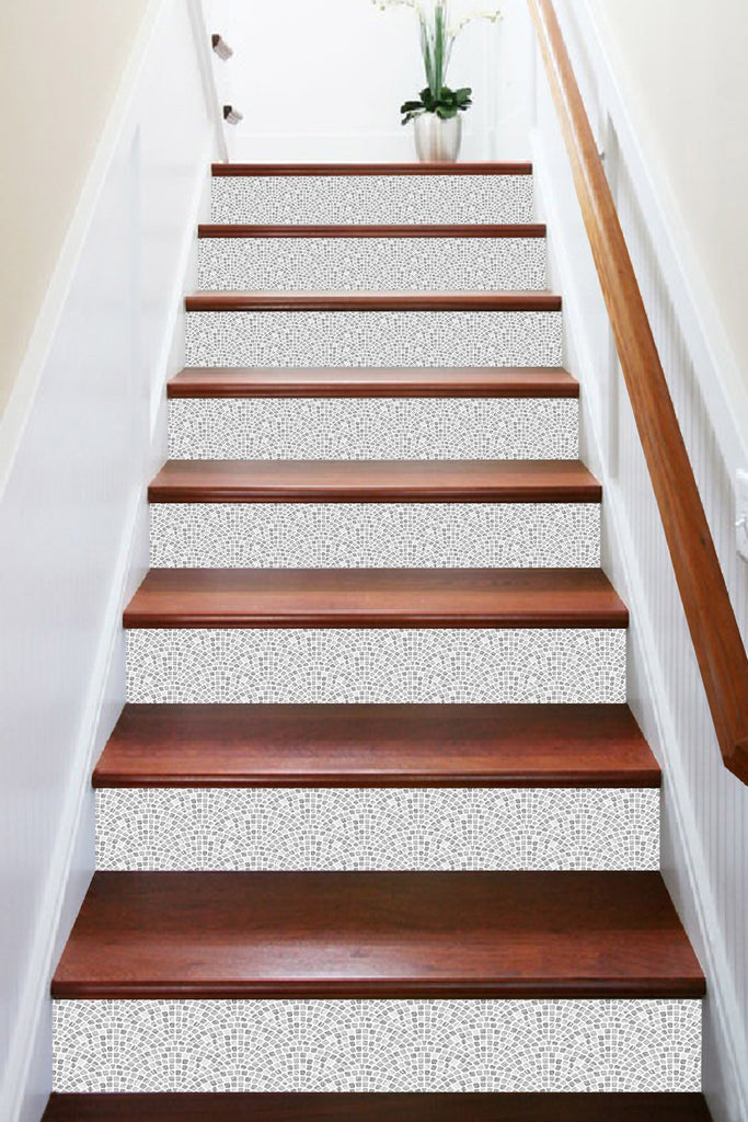 3D Fan Mosaic 333 Marble Tile Texture Stair Risers | AJ Wallpaper