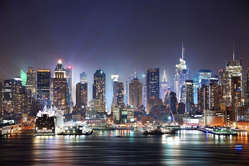 3D New York City night WallPaper 2225mm wide x 1000mm high