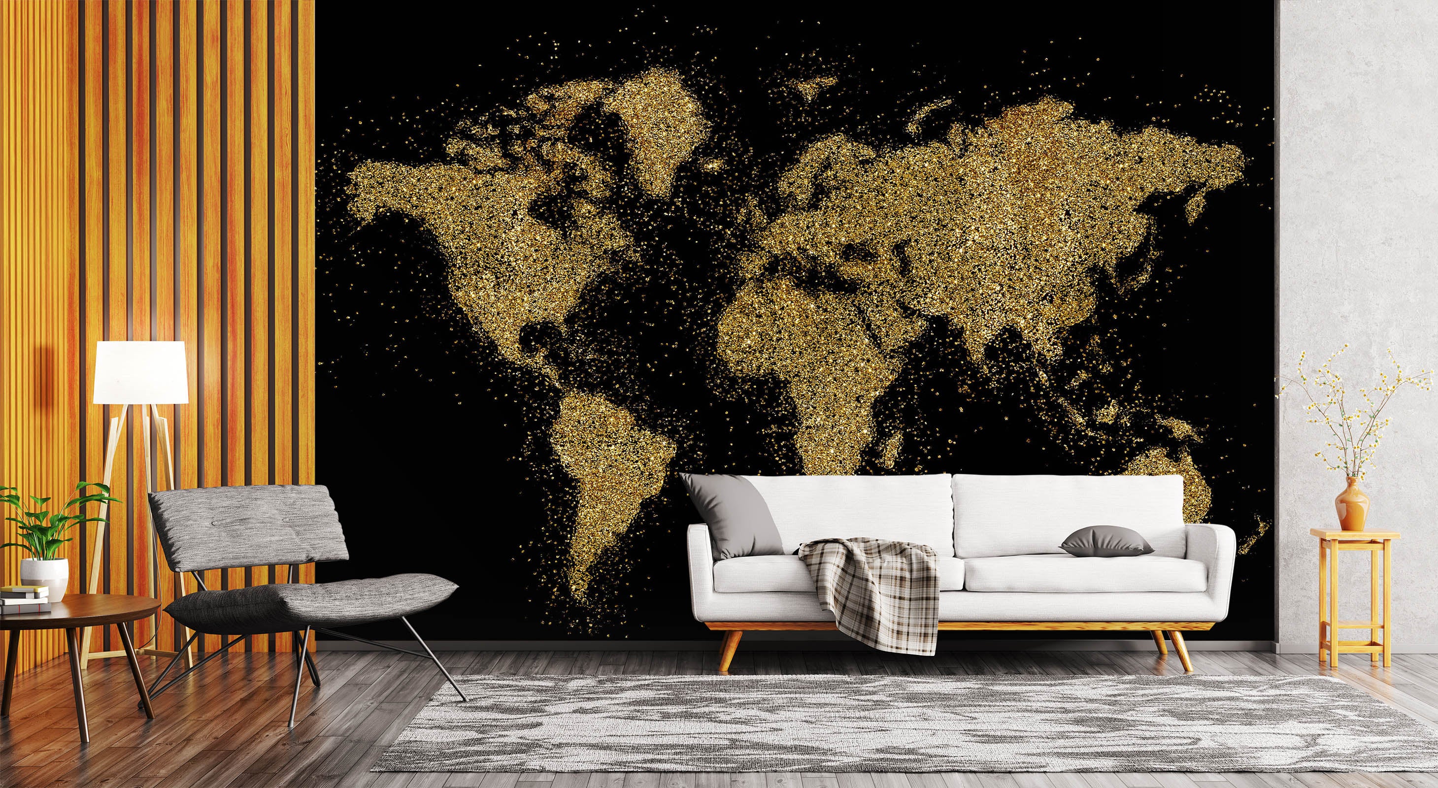 3D Gold Pattern 2122 World Map Wall Murals | AJ Wallpaper