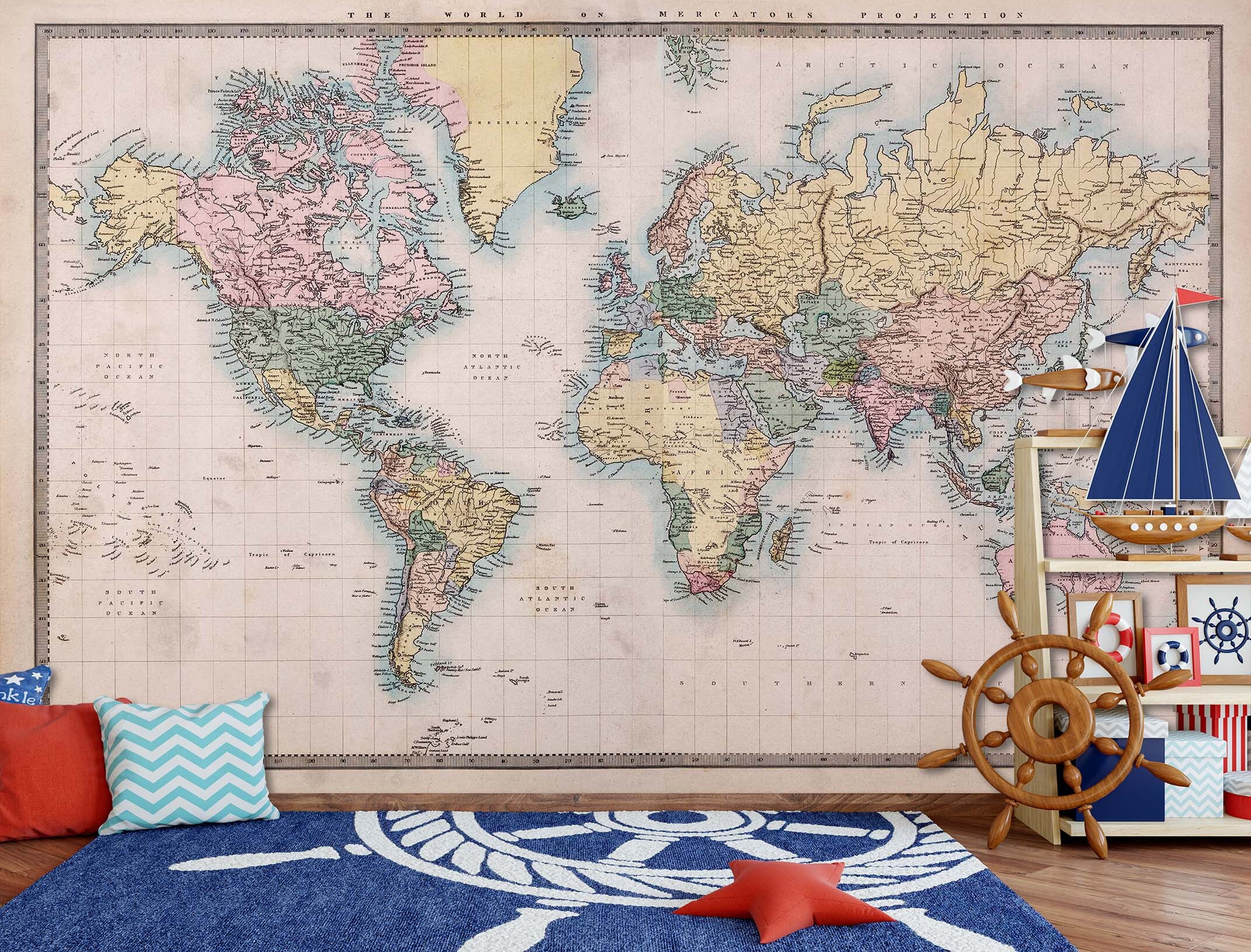 3d Retro World Map 121 Wall Murals Aj Wallpaper