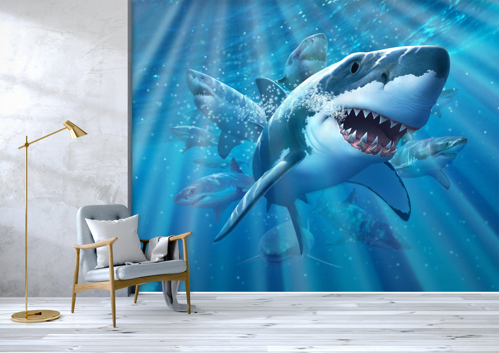 3D Great White Shark 109 Jerry LoFaro Wall Mural Wall Murals | AJ Wallpaper