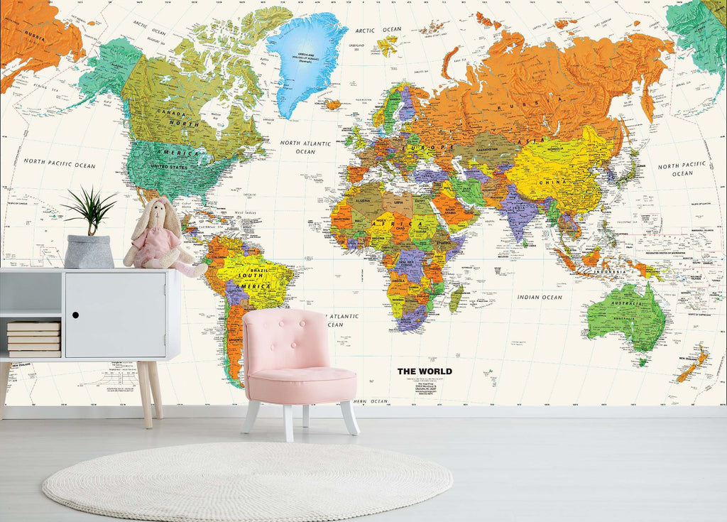 3d Color World Map 017 Wall Murals Aj Wallpaper 