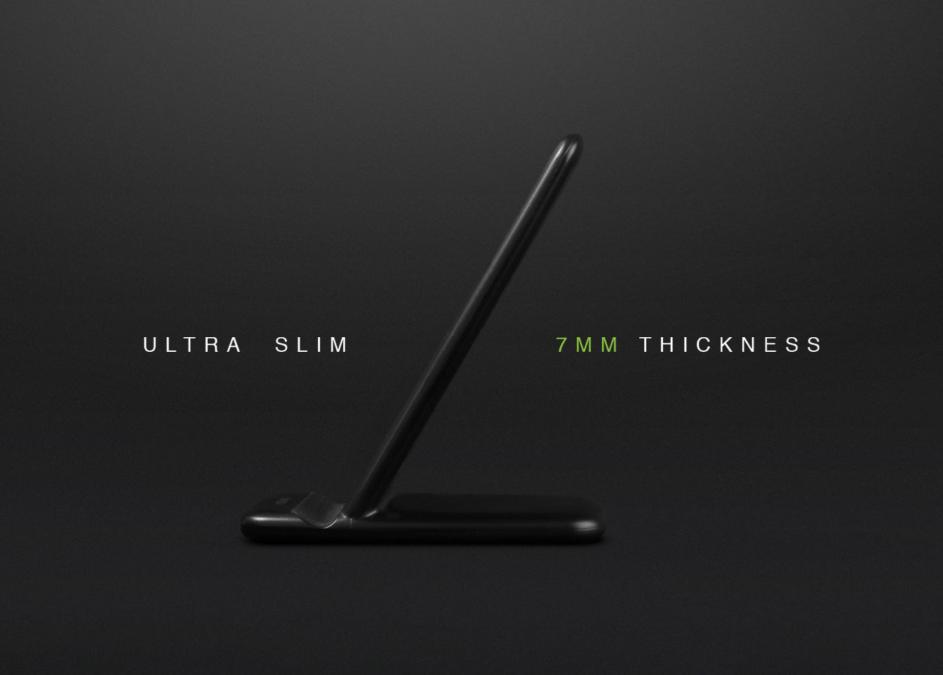 A sleek and ultra slim wireless charging dock.