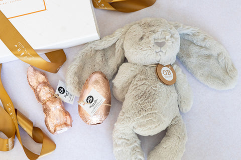 Easter Gift Ideas with soft toy and chocolate eggs