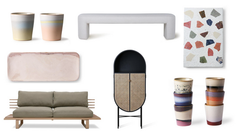Sofia's favorite Urban Nest products like the lobby bench, retro oval cabinet, etc.