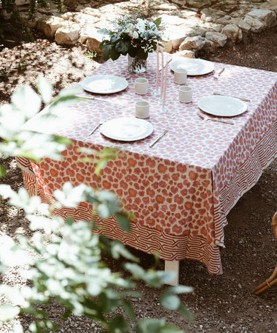 Doing goods throw used as a tablecloth