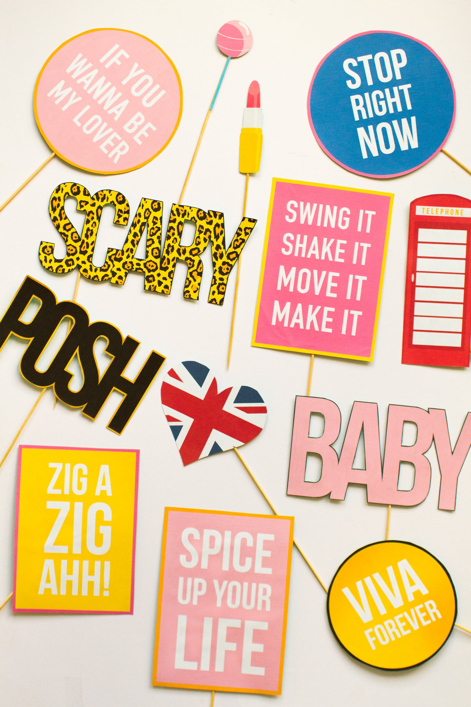 Spice Girls Photo Booth Props Pack Printables Bespoke Bride