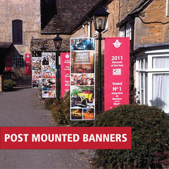 Post mounted banner systems