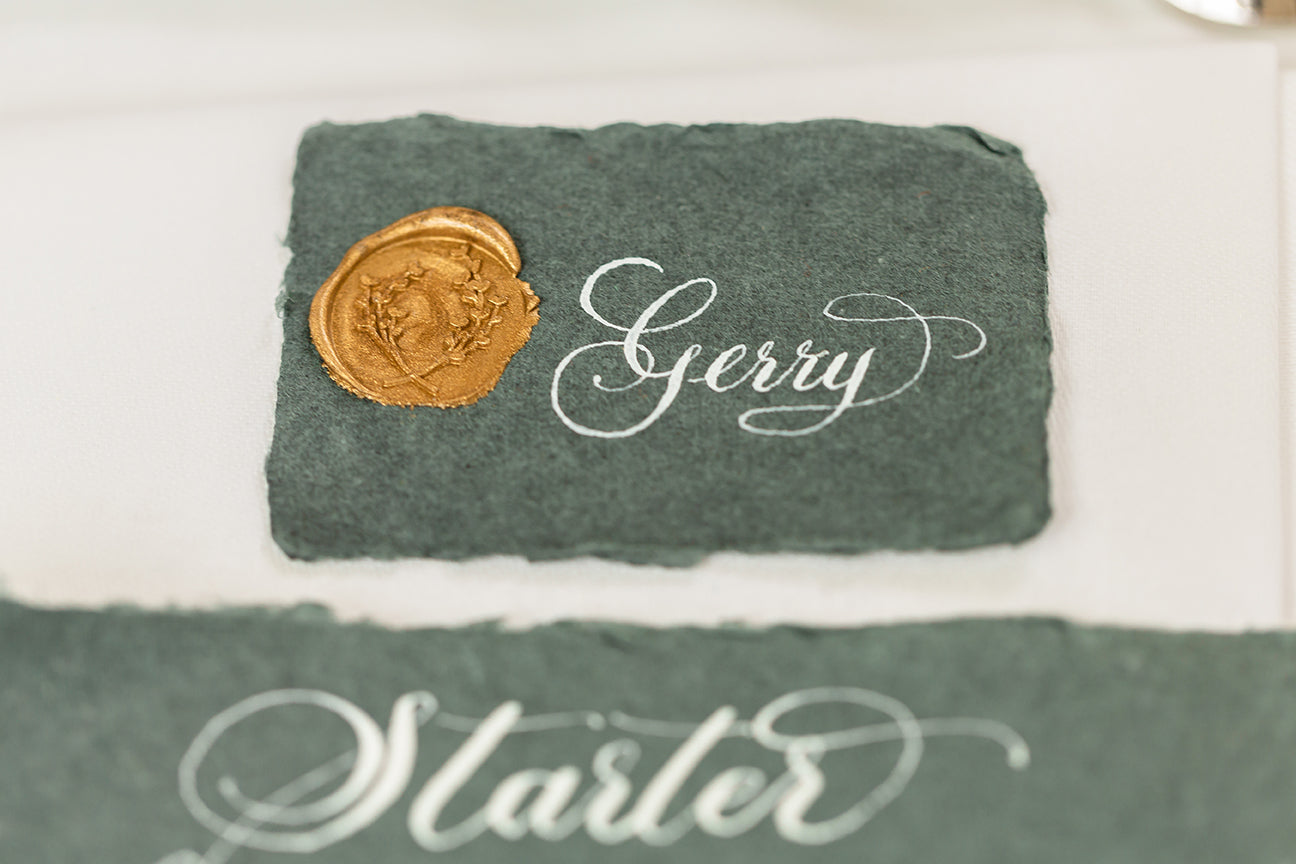 Laura & Gerry - When A Calligrapher Gets Married | Gold Wreath Wax Seals & Botanical Embosser | Heirloom Seals