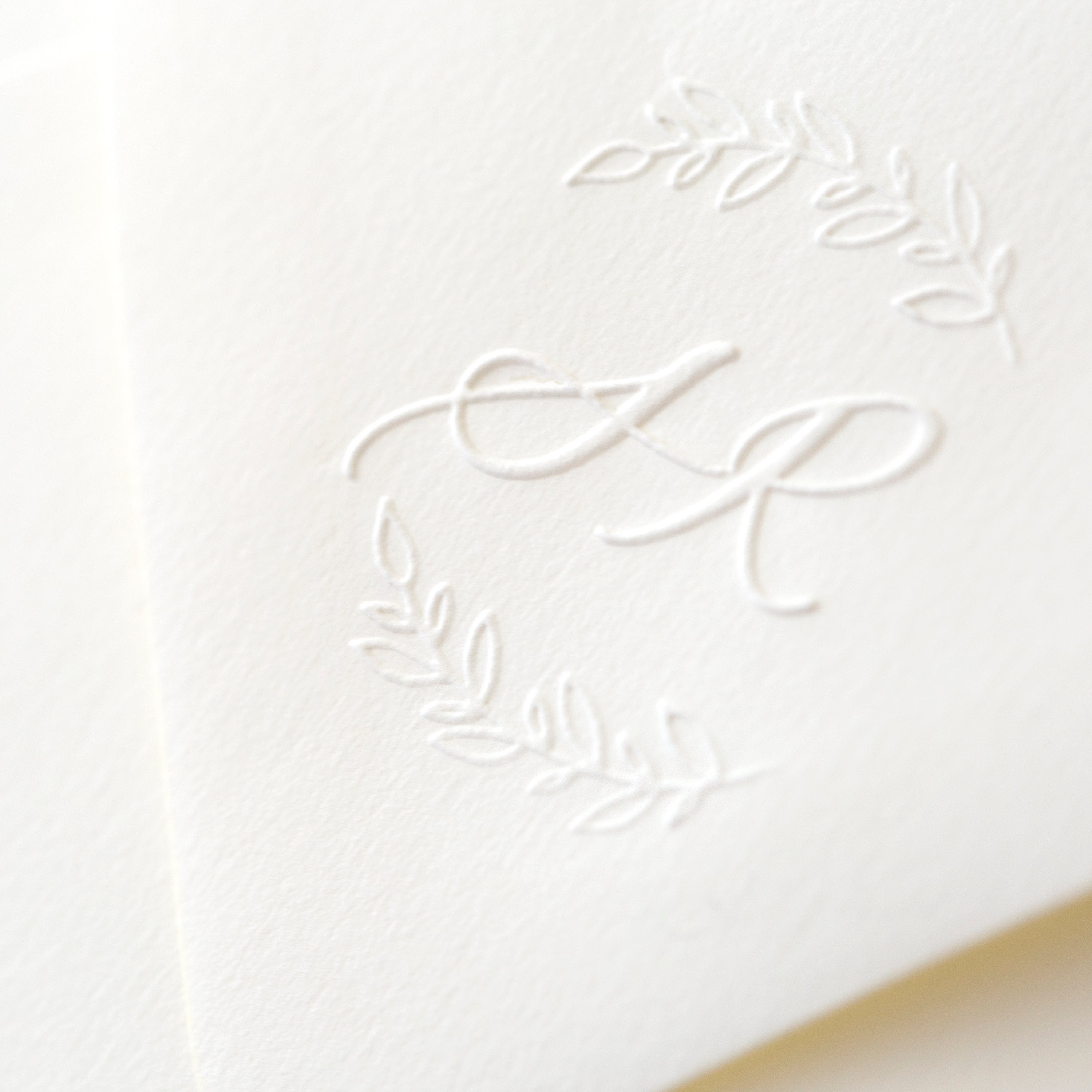 Genevieve Botanical Script Calligraphy Monogram Embossed Envelope | Heirloom Seals