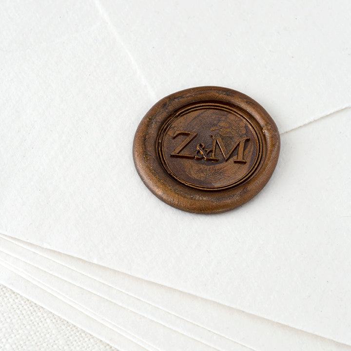 Bronze Contemporary Monogram Self-Adhesive Wax Seals | Heirloom Seals
