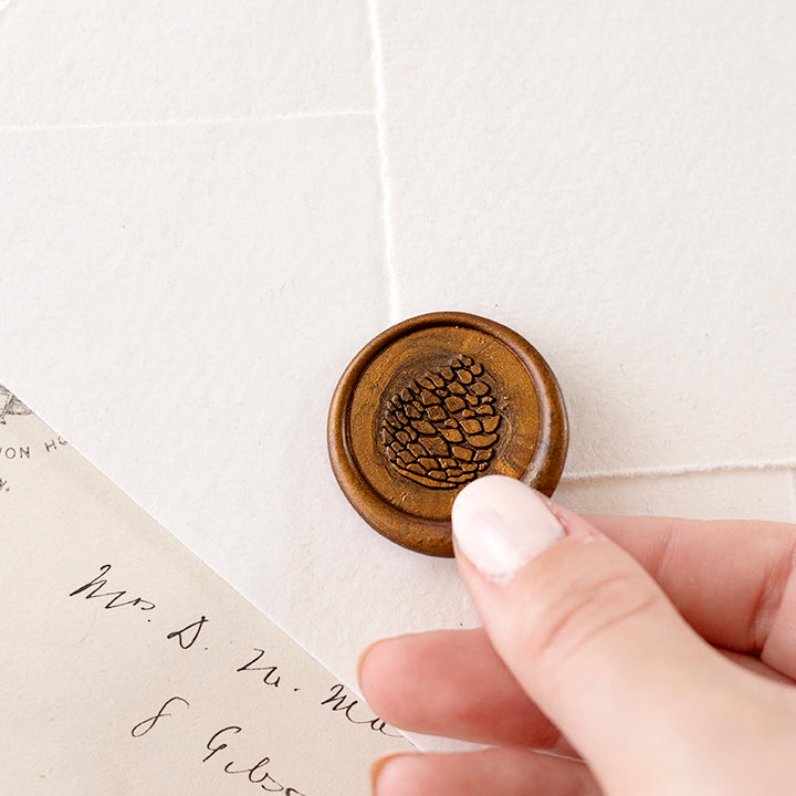 Bronze Rustic Pinecone Self-Adhesive Wax Seals | Heirloom Seals