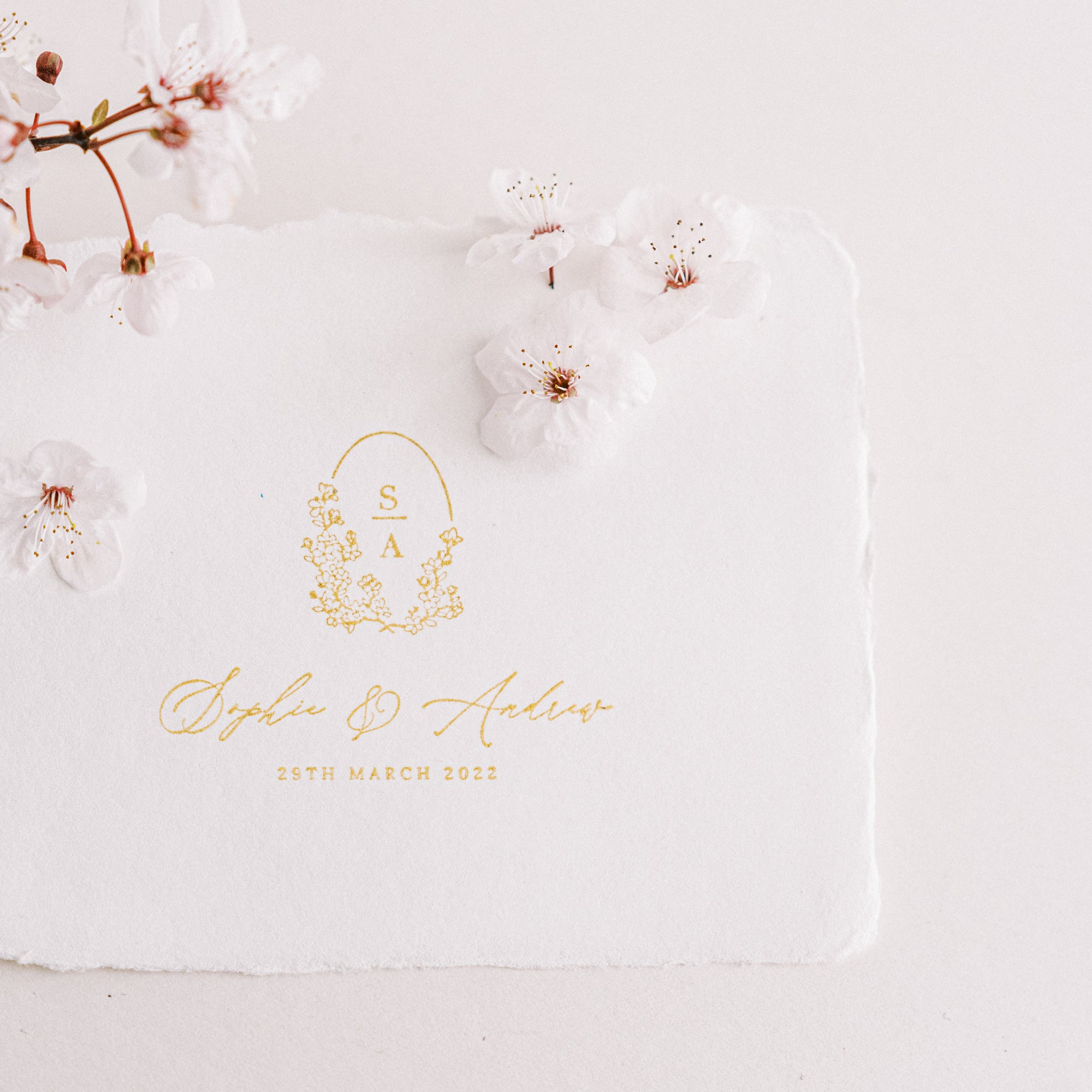 Cherri Cherry Blossom Monogram Save The Date Rubber Stamp for Fine Art Weddings | | 'Sakura' Cherry Blossom Embellishments for Blush Pink Spring Wedding | Heirloom Seals
