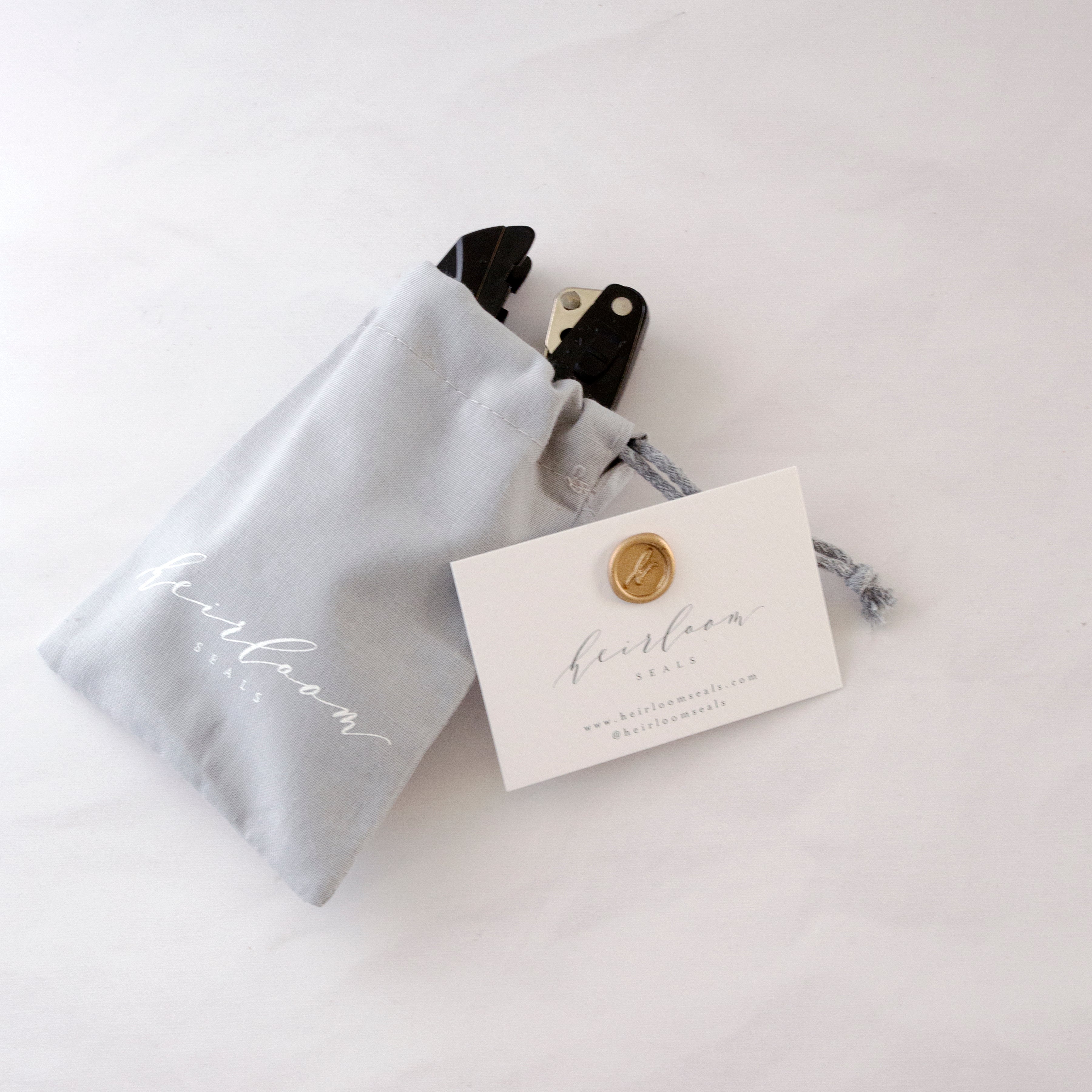 Embosser Packaging in Linen Tote Bag Pouch | Crisp Engraved Embosser | Heirloom Seals
