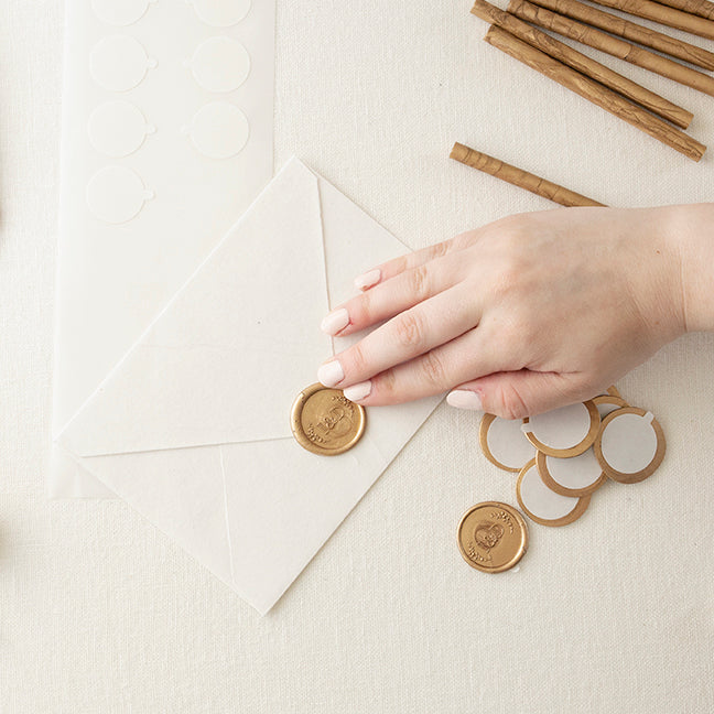 Pressing Self-Adhesive Wax Seal to Close Envelope | How To Use Self-Adhesive Seals | Heirloom Seals