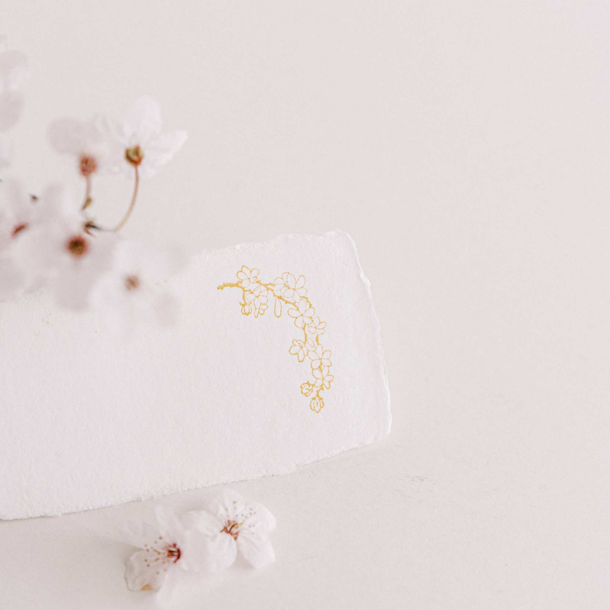 Pink Pearl Cherry Blossom Botanical Rubber Stamp for Fine Art Weddings | 'Sakura' Cherry Blossom Embellishments for Blush Pink Spring Wedding | Heirloom Seals