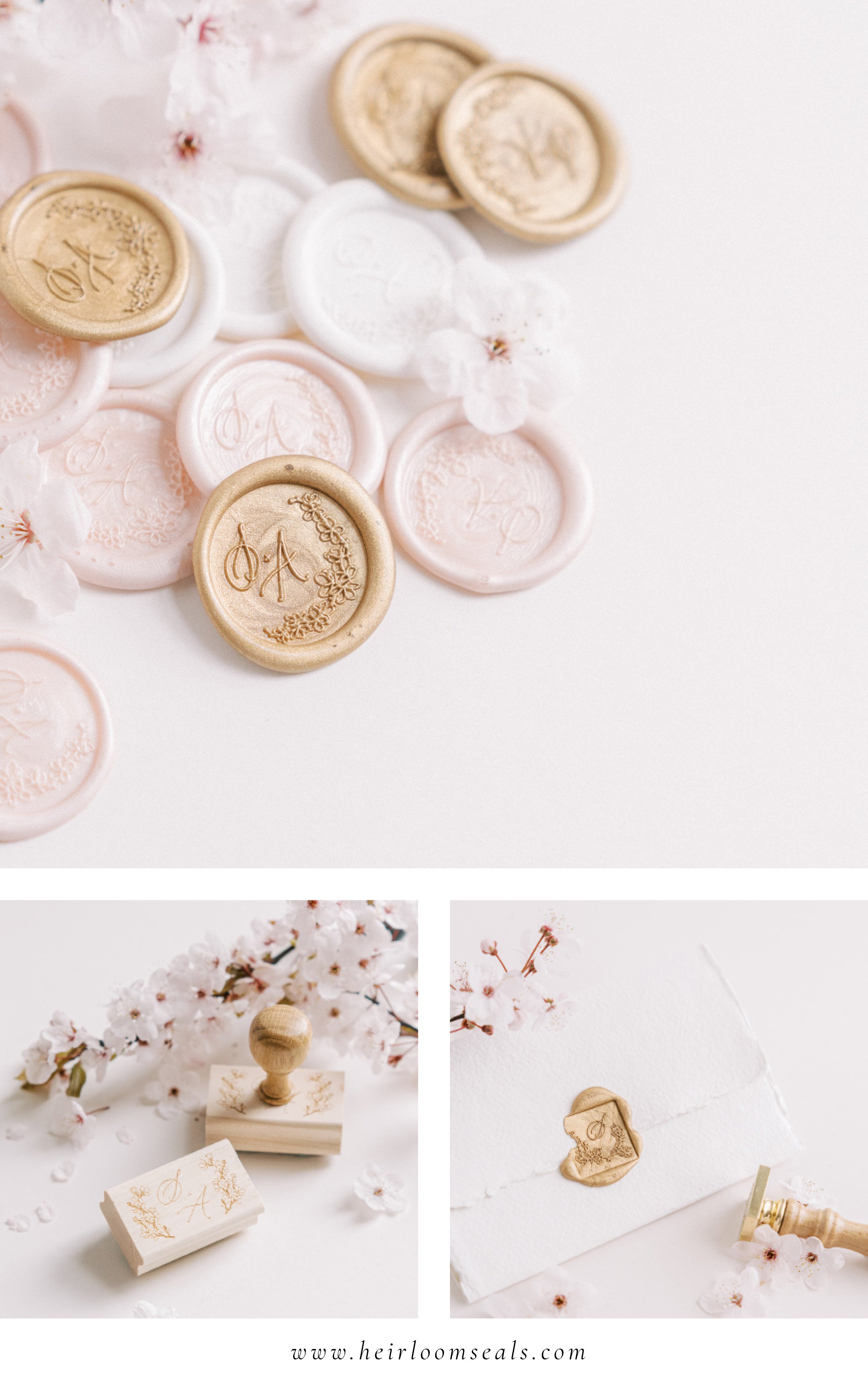 'Sakura' Cherry Blossom Collection for Fine Art Wedding Invitations | Wax Seals, Rubber Stamps and Embossers | Heirloom Seals