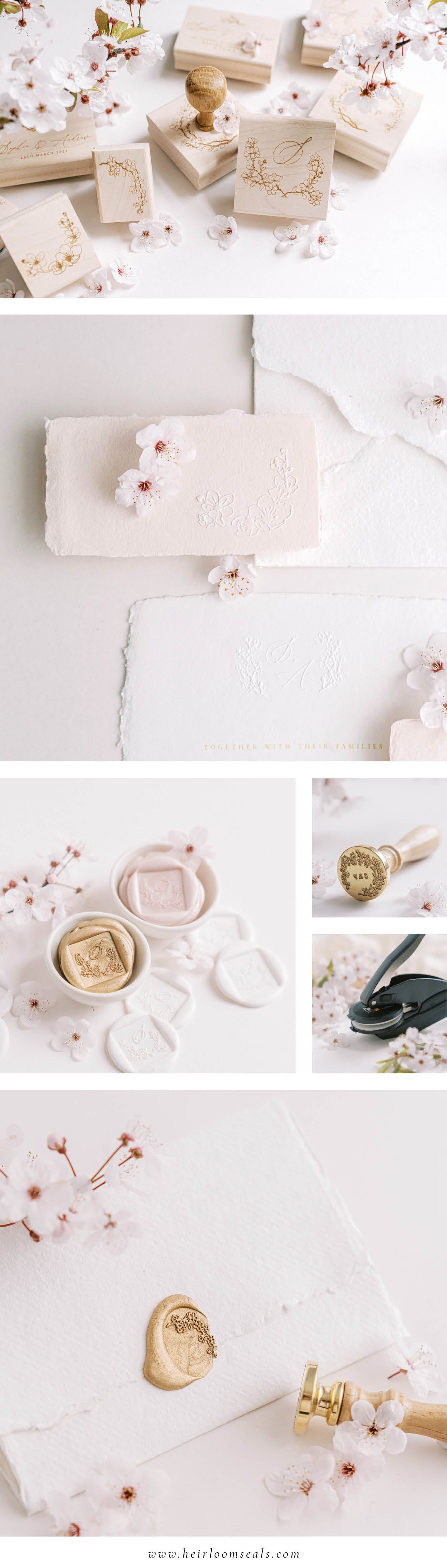 'Sakura' Cherry Blossom Collection for Fine Art Wedding Invitations | Wax Seals, Rubber Stamps and Embossers | Heirloom Seals