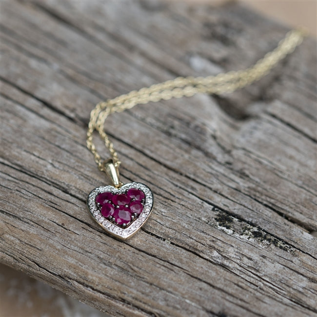 Ruby and Diamond Heart Gold Necklace – Gifts24-7.co.uk