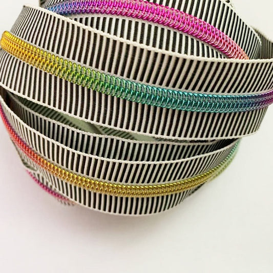 Black Zipper Tape with Iridescent teeth - Sassafras Lane Designs