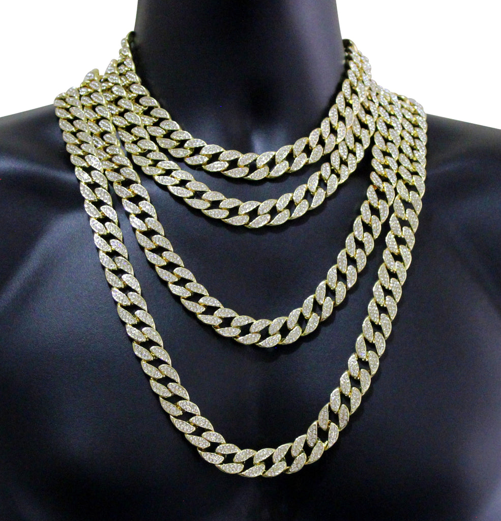 Miami Cuban Link Chain 14k Gold Plated 16"-30" Choker Necklace - NewAgeBling