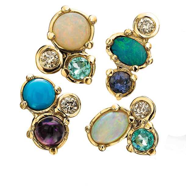 BOHEME GEM CLUSTER SINGLE STUD – DELPHINE LEYMARIE