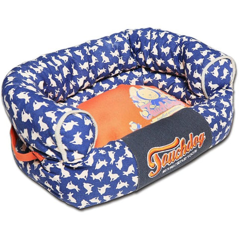 touchdog lazy bones rabbit spotted panoramic cat bed with teaser toy