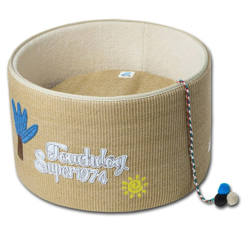 touchcat claw-ver nest rounded scratching cat bed teaser toy