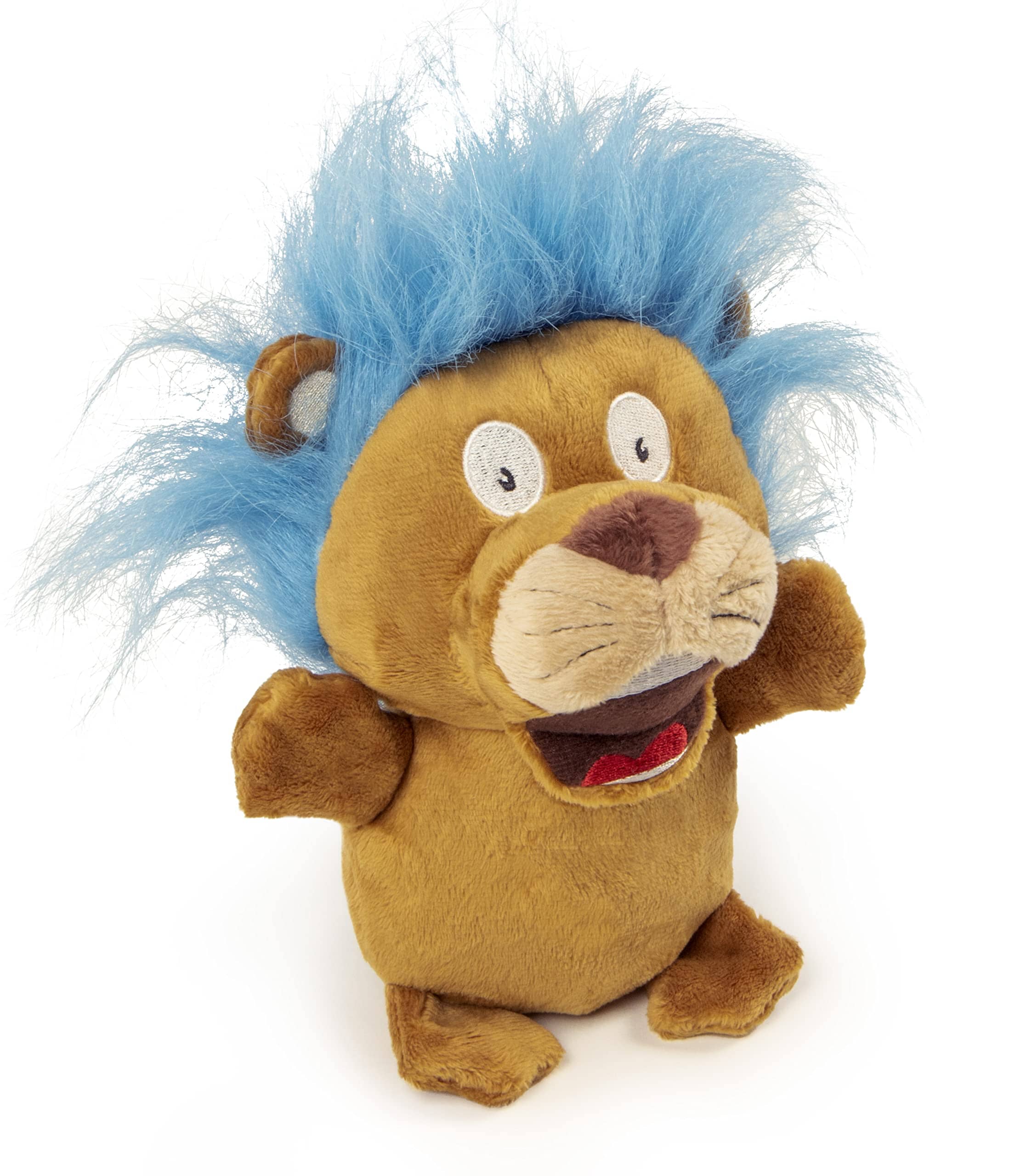 GoDog Silent Squeak Crazy Hairs Lion Plush Dog Toy with Chew-Guard Tech - Small