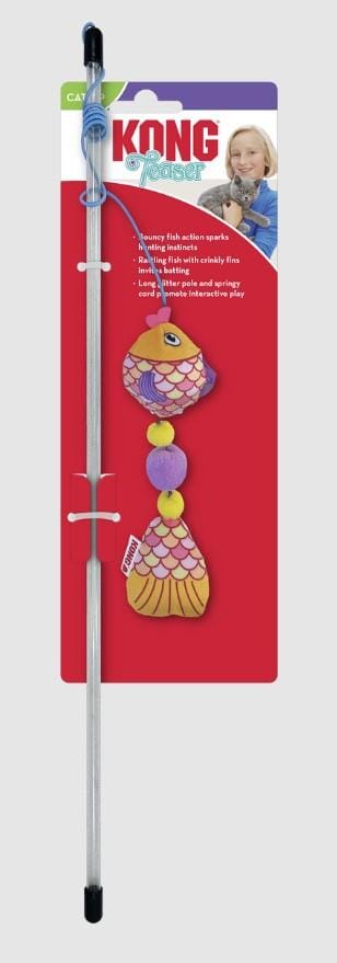 Kong Scrattle Fish Crinkle and Catnip Cat Teaser Wand - Assorted
