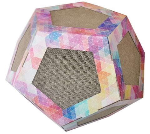 petlife octagon puzzle designer premium quality kitty cat scratcher lounge toy & house with catnip