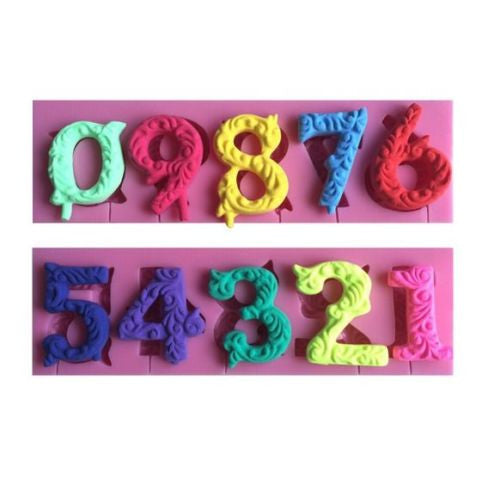 Numbers 0 9 Silicone Mold Gumpaste Fondant Royal Icing Soap Diy Numb Crown Bakery Supply