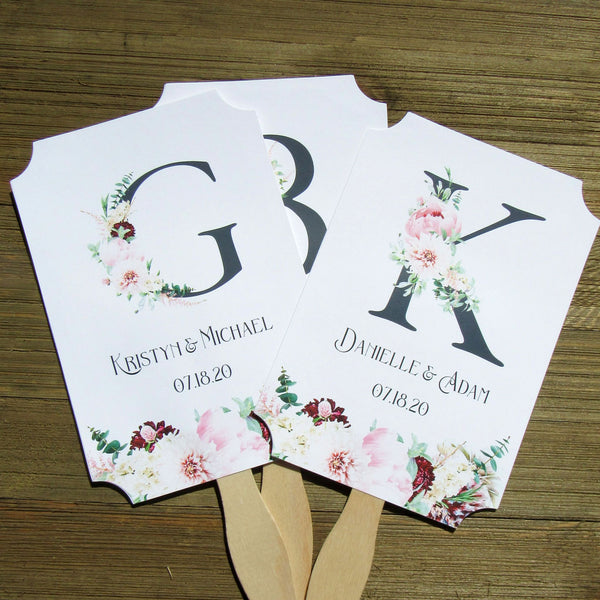 monogrammed wedding fans