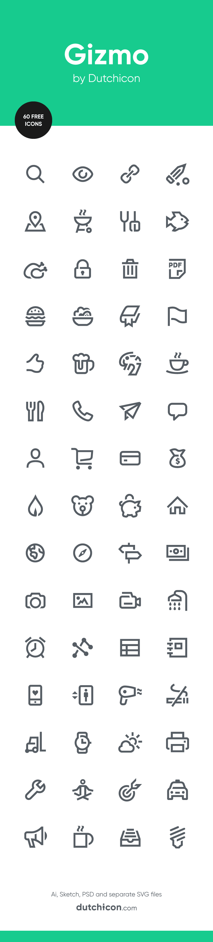 60 FREE icons in Gizmo style available at Dutchicon.com. Direct download: https://dutchicon-store.myshopify.com/cart/30859840402:1?channel=buy_button