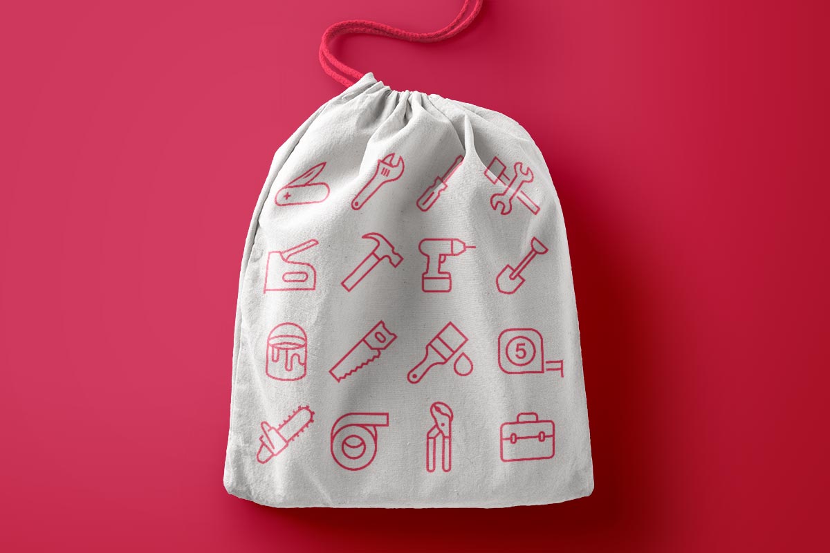 Tool Icons by #Dutchicon on a Tote Bag. #icondesign