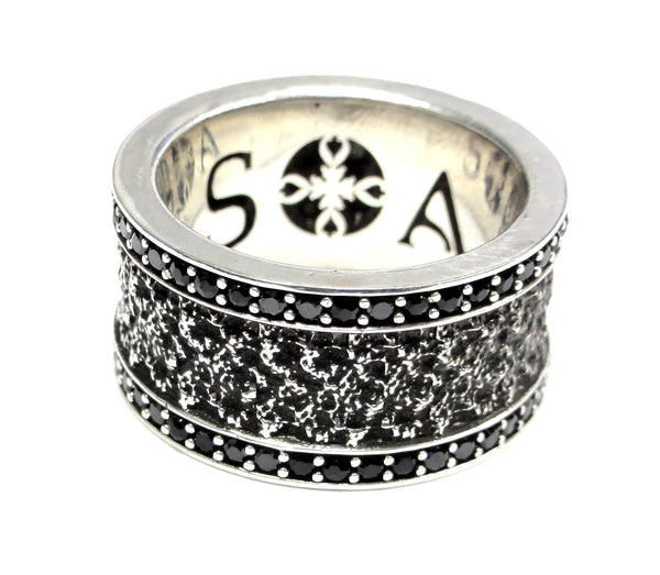 Men's Eternity Wedding Band With Black Diamonds By Sacred Angels