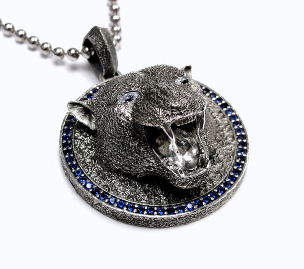 diamond black panther necklace