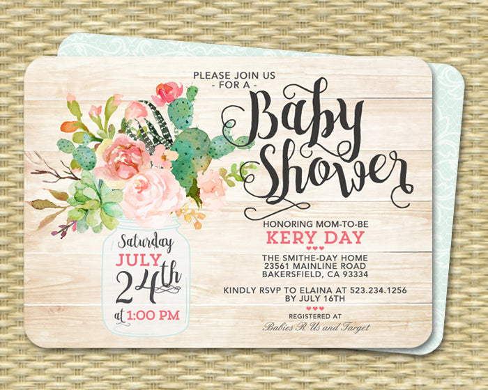 boho baby shower invitations