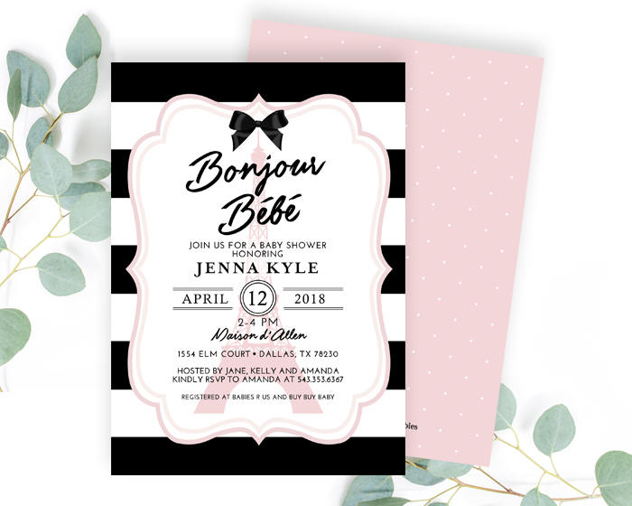 Girl Baby Shower Invitation Bonjour Bebe Paris Baby Shower French Baby Sunshine Printables