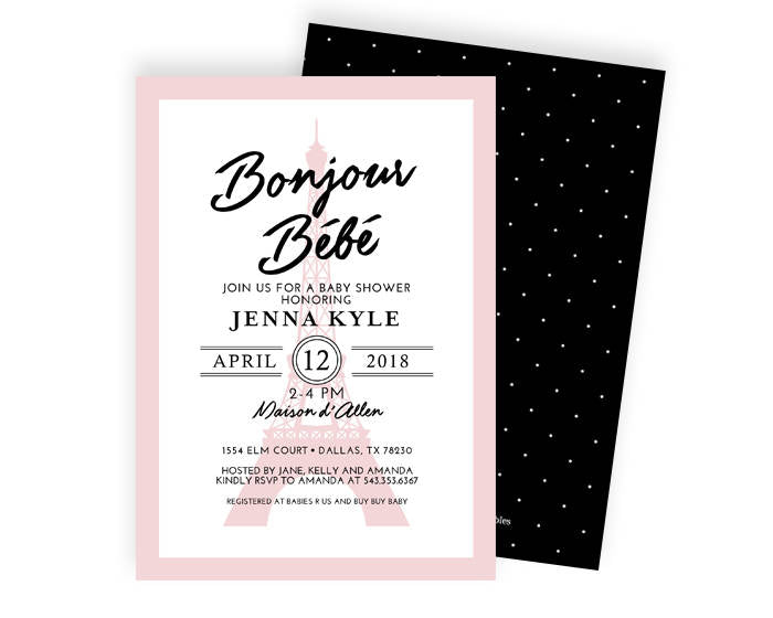 French Baby Girl Shower Invitation Paris Theme Baby Shower Invite Blac Sunshine Printables