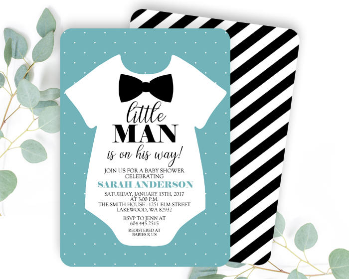 little man baby shower invitations