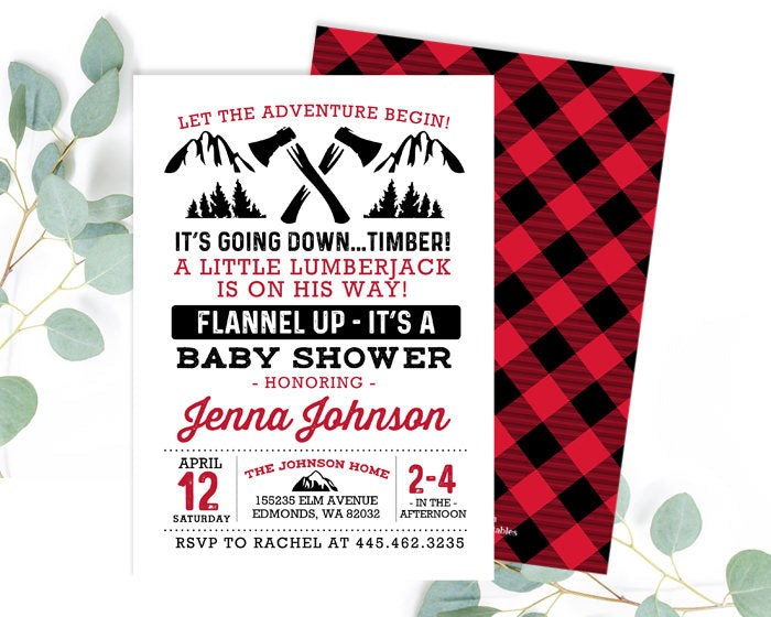 buffalo plaid baby shower invites