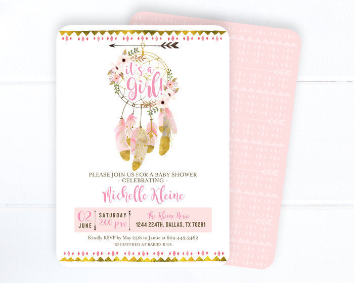 bohemian baby shower invitations