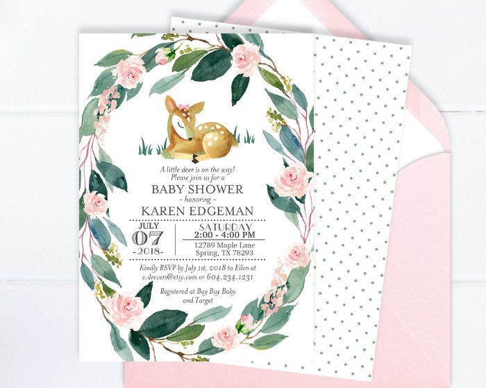 Woodland Deer Baby Shower Invitation Little Deer Baby Shower Invite Sunshine Printables