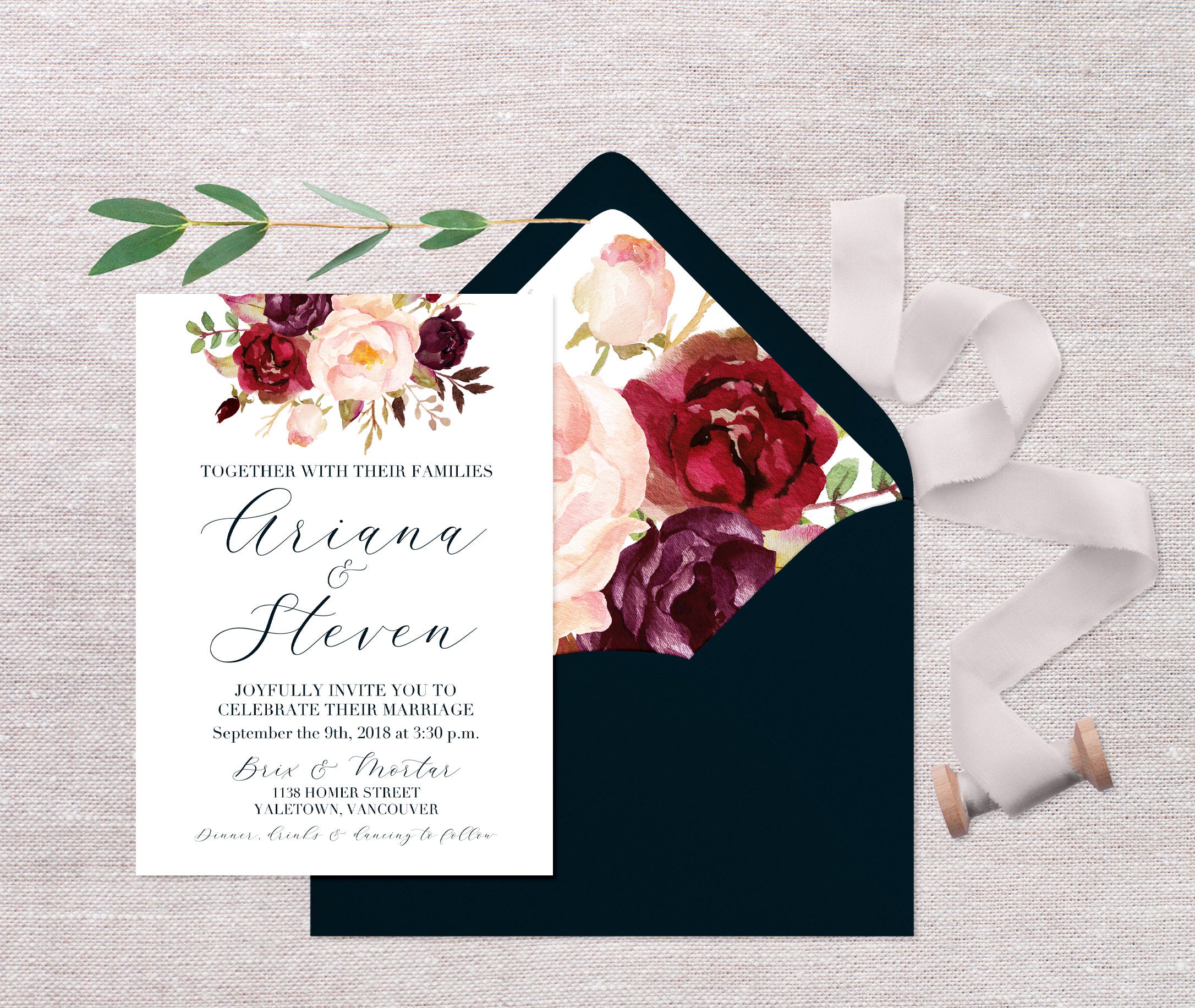 floral wedding invitations