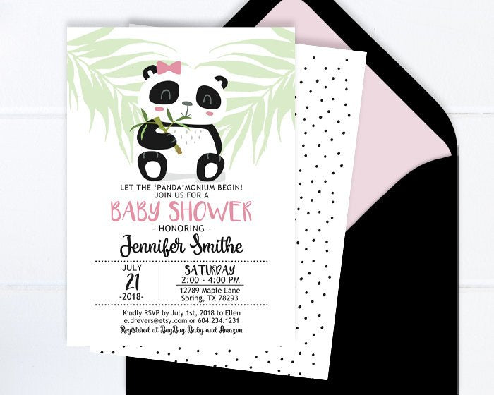 panda bear baby shower invitations